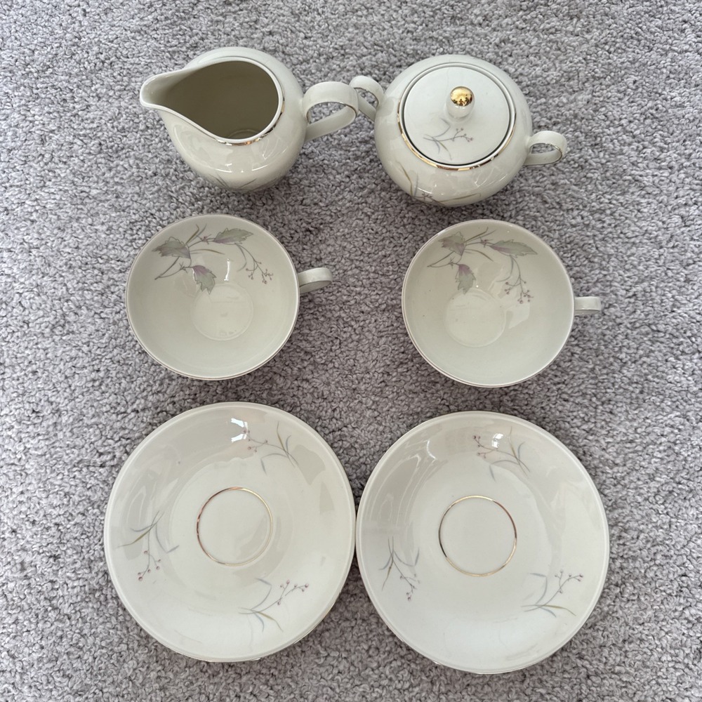 Mitterteich Bavaria Vintage Porcelain Tea Set 2 Cups 2 Saucers Sugar CupMilk Jug